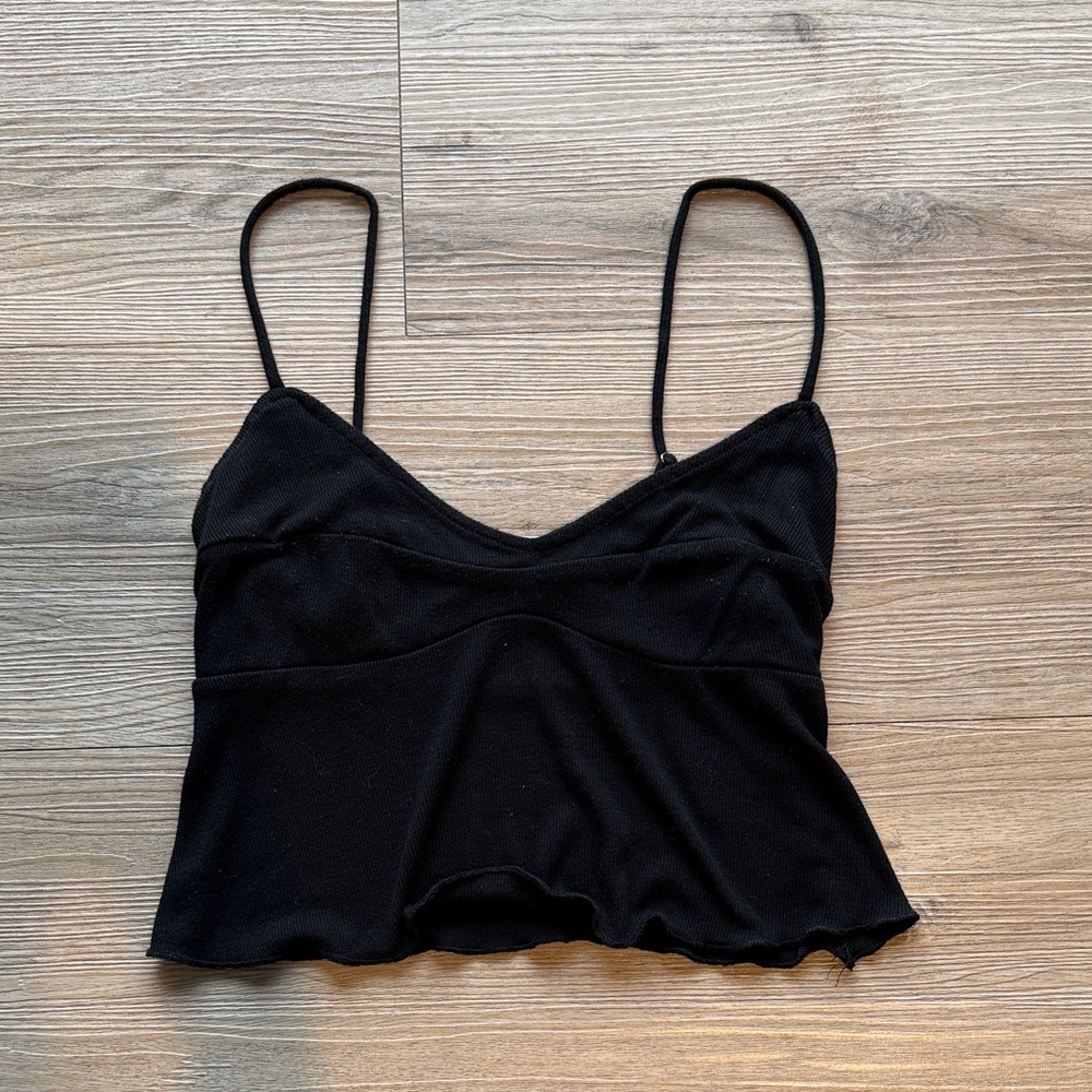Black Spaghetti Strap Crop Top